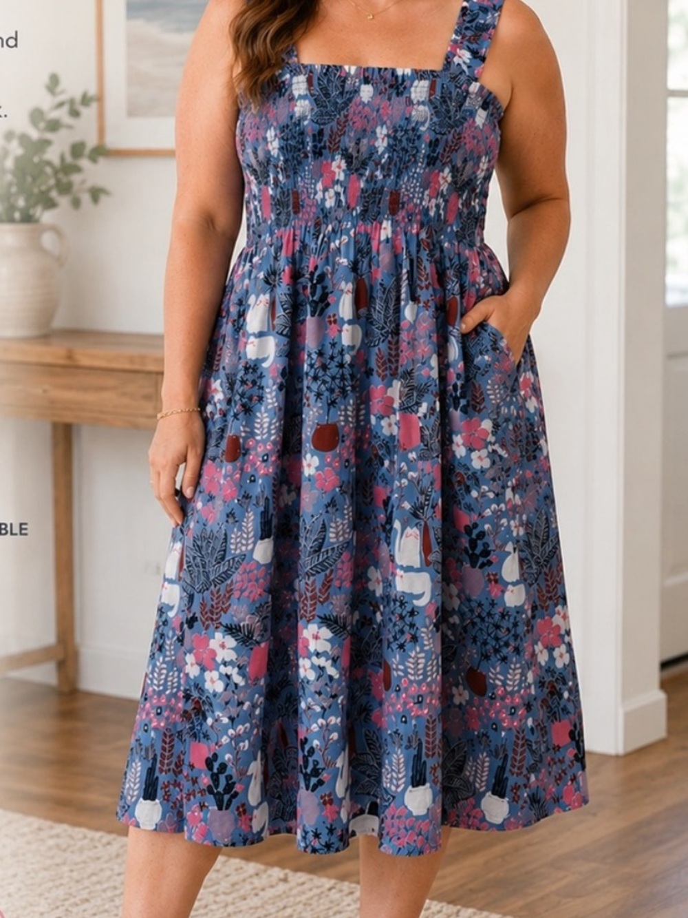 Kate Spade Garden Posy smocked midi dress - Picture 5 of 5
